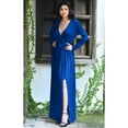 thumbnail image 4 of KOH KOH Long Sleeve V-Neck Bridesmaid Wedding Guest Party Winter Fall Formal Evening Tall Sexy Slit Full Floor Length Gown Maxi Dress For Women Cobalt Royal Blue Small US 4-6 NT176, 4 of 6