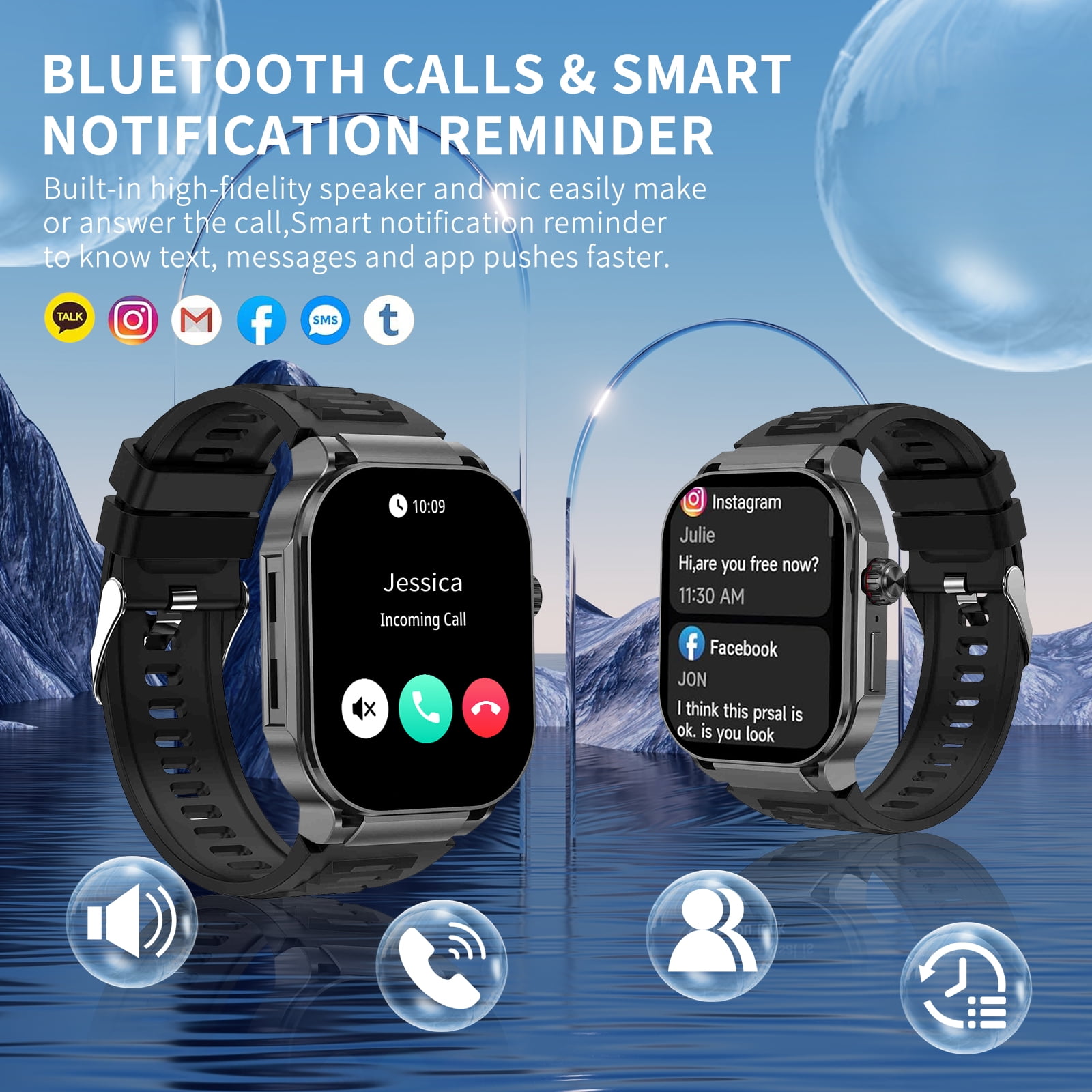 2026 NEW Smart Watch, 2.06''Amoled Screen SmartWatch for Men , Answer/Make/Message, 100+ Sports Modes, IP67 Waterproof Fitness Tracker Compatible with Android and iPhone