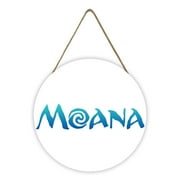 Moana Welcome Sign Front Door Decoration Cartoon Anime Fan Door Sign Rustic Round Hanging Outdoor, Farmhouse, Porch for Winter Halloween Christmas Home Decor