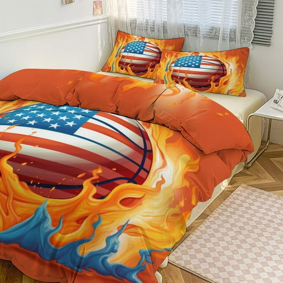 Sports Basketball Bedding Sets Twin Duvet Cover 3 Piece Cute Bed Set for Boys Girls Kid
