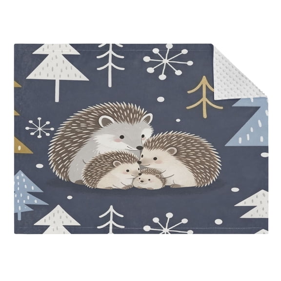 31"x41" Super Soft Blanket with Double Layer Dotted Backing Cozy Dotted Fleece Blanket for 6M-5Y, Grey Hedgehog Printed