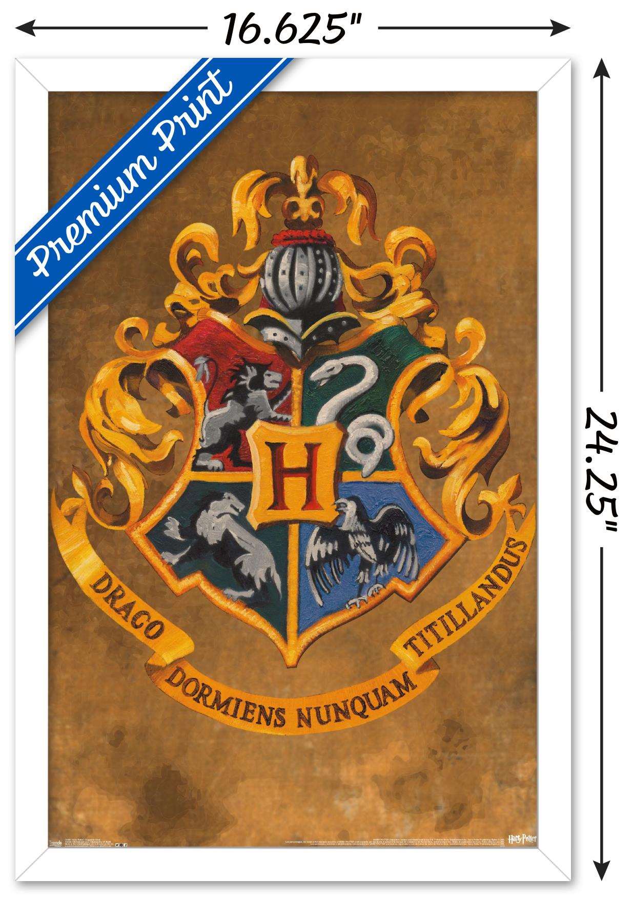 The Wizarding World: Harry Potter - Hogwarts Crest Wall Poster, 14.725" x 22.375", Framed