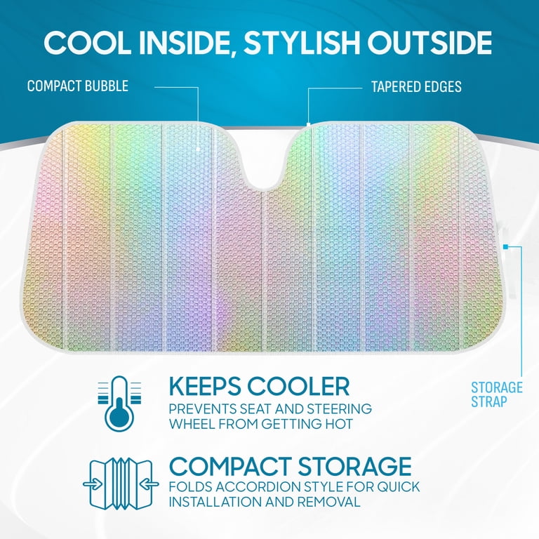 BDK Iridescent Mermaid Windshield Sun Shade, Accordion Folding photo 2