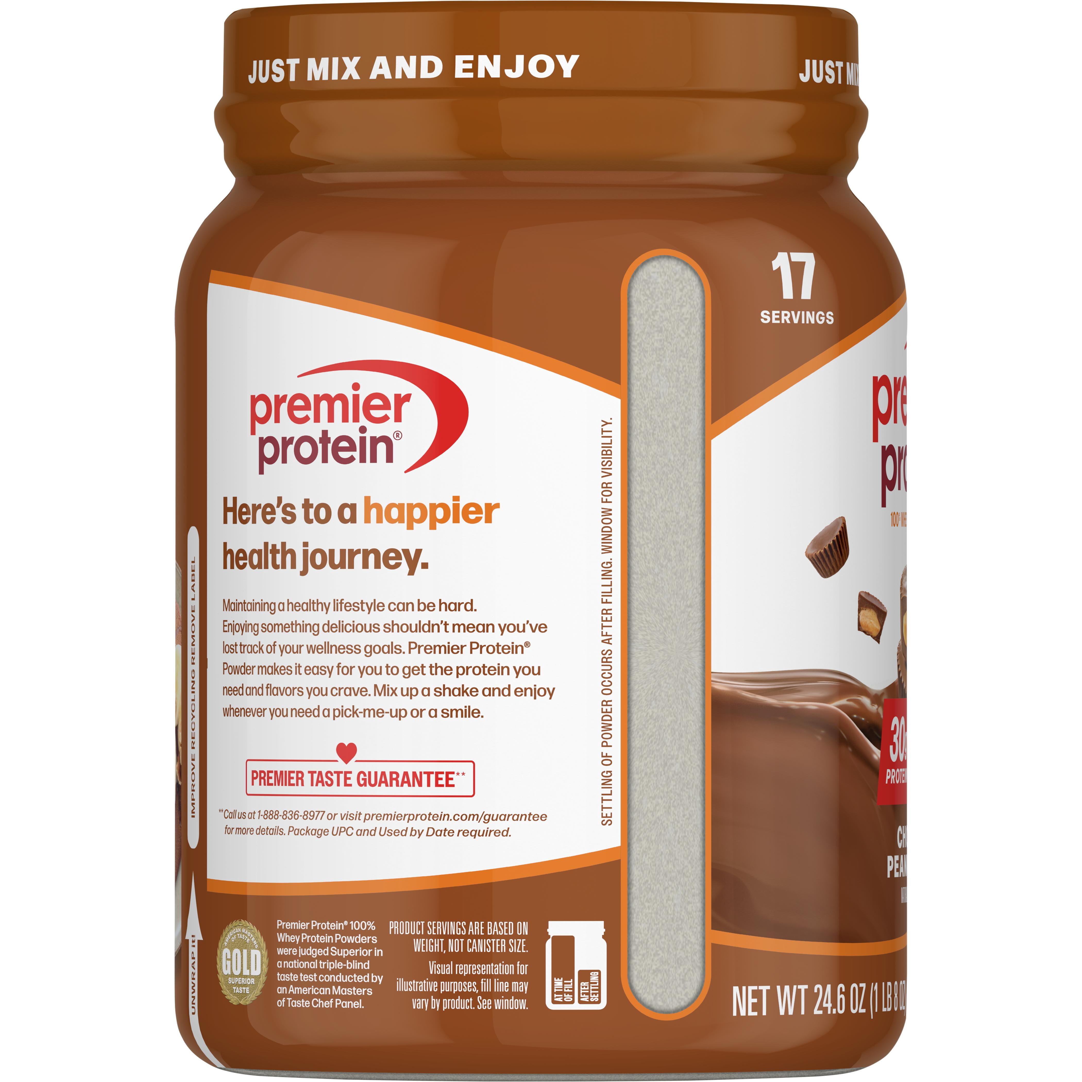 Premier Protein 100% Whey Protein Powder, Chocolate Peanut Butter, 30g Protein, 23.3oz, 1.7lb