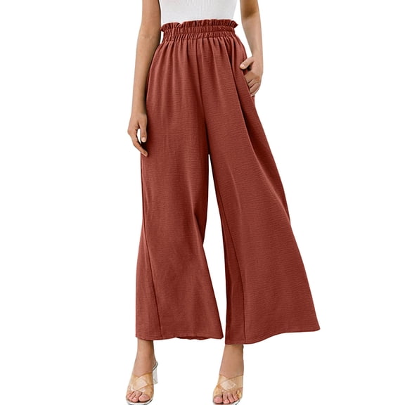 EDFBUYKRS Female Women Pants Casual Pants for Women Petite Women Wide Leg Pants High Waisted Palazzo Pants Work Long Trousers with Pockets M