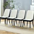 thumbnail image 2 of 4pcs White Black Pu Dining Chairs. Gold Decorated Legs, Ergonomic Seat Design Two-tone Chairs - & With Legs. Breathable Material, 2 of 7