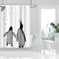 thumbnail image 5 of Black and White Animal Shower Curtain Abstract Silhouette Penguin Polar Birds Bath Curtain Funny Fabric Curtain for Kids Bathroom Decor Hooks Included 72"×72", 5 of 6