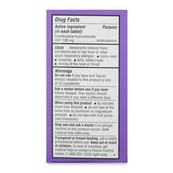Equate Fexofenadine Hydrochloride Usp Allergy Medicine Tablets 180mg, Compare to Allegra® Allergy 24 Hour Active Ingredient