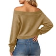 thumbnail image 5 of SSZMDLB Women Off Shoulder Long Sleeve Sweater Casual Loose Fit Comfy Basic Tops For Party Daily Wear Fall Winter, Khaki XL, 5 of 7