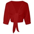 thumbnail image 6 of KIHOUT Women's Lightweight Sheer Chiffon Tie Front Shrug 3/4 Sleeve Sun Protection Open Front Cardigan Cover Up, 6 of 8