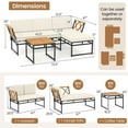 thumbnail image 6 of Spaco 3-Piece L-Shaped Patio Furniture Set with Robust Metal Frame and Anti-Slip Foot Pads, Patio Conversation Set for Patio, Garden, Backyard, Beige, 6 of 12