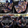 thumbnail image 4 of Jeiento 250th Anniversary Car Seat Covers Full Set 12pcs Car Accessories Auto Front and Rear Seat Covers with Steering Wheel Cover, Armrest Pads, Seat Belt Cover, Car Coasters, Eagle Keychain, 4 of 7
