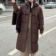 thumbnail image 4 of jtjvou Long Puffer Jackets for Women Winter Warm Jackets Zip Up Quilted Jacket Thick Padded Overcoat with Hood Brown XXL, 4 of 8