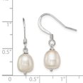 thumbnail image 3 of 925 Sterling Silver Polished Shepherd hook White Freshwater Cultured Pearl Long Drop Dangle Earrings 26x7mm Wide Dangle, 3 of 3