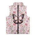 thumbnail image 4 of Uorisanigo Girls Boys Zippered Vest Lightweight Fleece Vest Floral Butterfly Pink Jacket Outwear Fall Winter Warm Outwear Puffy Sleeveless Zip Front Jacket for Toddler & Kids, 4 of 7