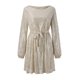 thumbnail image 4 of Mini vestido de lentejuelas de manga larga para mujer - Vestido de cóctel brillante y brillante, poliéster, cuello redondo, corte en A, 4 of 5