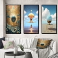 thumbnail image 1 of Designart "Infinite Possibilities in Retro Futurism" Abstract Landscape Framed Wall Art Set Of 3 - Blue Abstract Landscapes Frame Gallery Set For Office Decor, 1 of 6