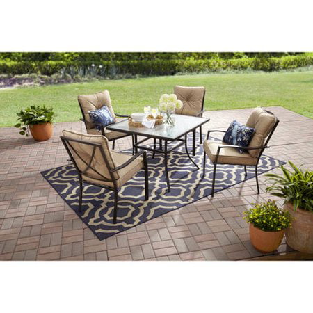 Mainstays Forest Hills Outdoor Patio Dining Set Cushioned Metal 5