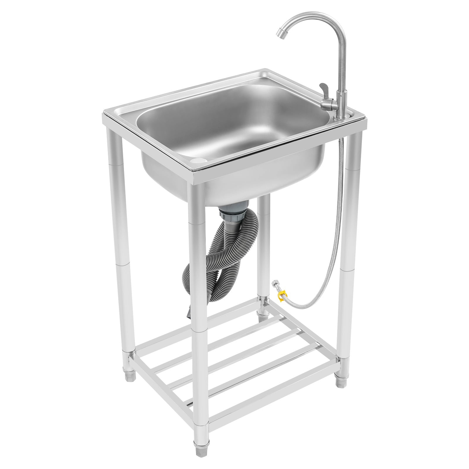 Kitchen Sink, Stainless Steel Sink, Free Standing Single Bowl Sink for Homes, Outdoors, Restaurants, Laundry Rooms, Basements (19.69*15.75*32.28 in)