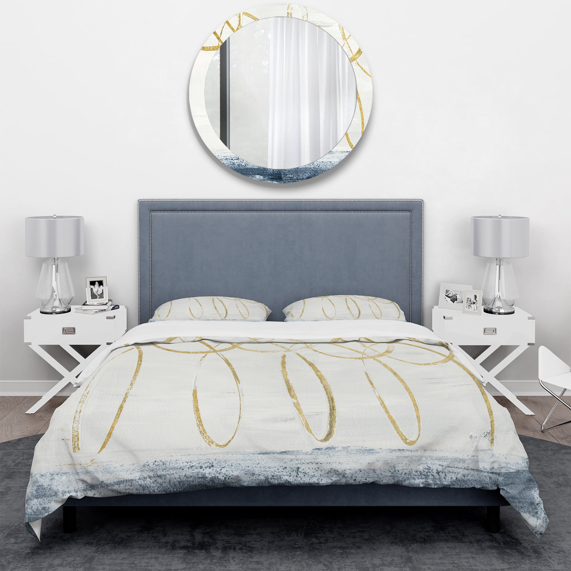Designart 'Gold Abstract Geometric Shape' Geometric Duvet Cover Set