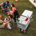 thumbnail image 2 of SamyoHome 80QT Rolling Party Iron Spray Cooler Cart Ice Bee Chest Patio Warm Shelf, 2 of 7