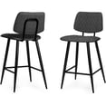 thumbnail image 5 of JERFIT Modern Counter Stools Set of 2, 38" Kitchen Island Bar Height Stools with Padded Back, Charcoal Grey Linen Upholstered, Wood Metal Frame, 5 of 5