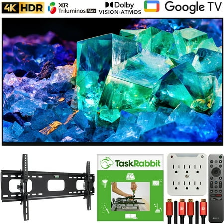 Sony XR55A95K 55" BRAVIA XR A95K 4K HDR OLED TV with Smart Google TV (2022 Model) Bundle with TaskRabbit Installation Services + Deco Gear Wall Mount + HDMI Cables + Surge Adapter