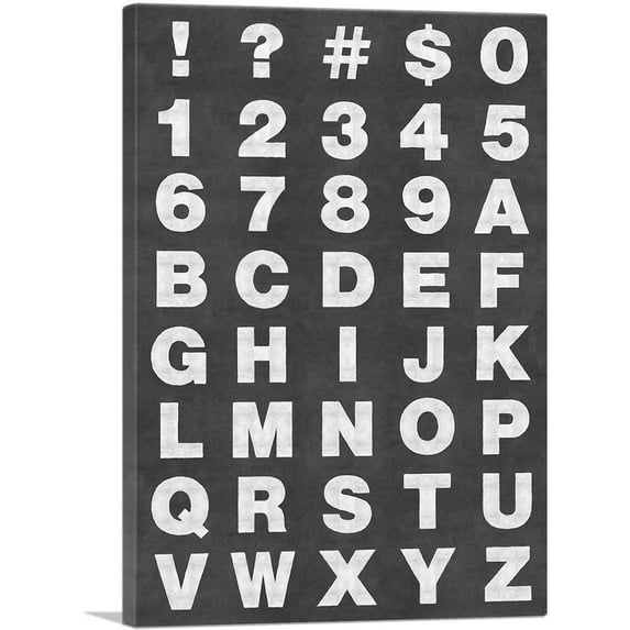 ARTCANVAS Chalkboard Full Alphabet Vertical Rectangle Canvas Art Print - Size: 26" x 18" (1.50" Deep)