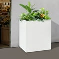 thumbnail image 3 of Tall Metal Planter Box for Outdoor/Indoor Use, 24*10*24 Inches Large Rectangular Flowerpot With Practical Tool, Free Standing for Office and Gardens (White), 3 of 16