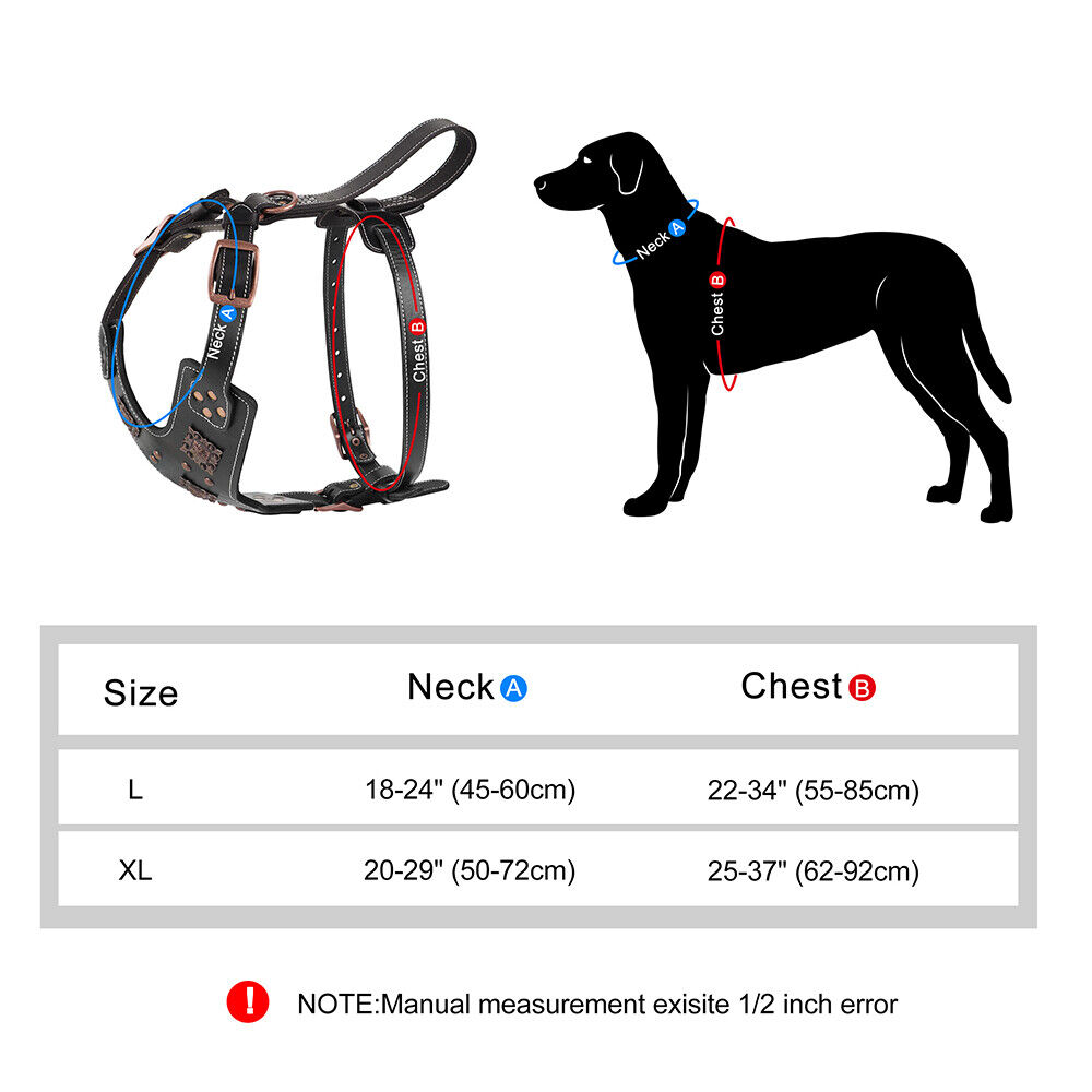 Durable Leather Spiked Studded Harness For Pitbull Mastiff - Large, Punk Style