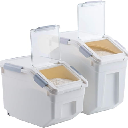 2 Pack Airtight Flour Storage Container With Scoop,Dry Food, Sugar, Baking Supplies,Rice Container Set -BPA Free- Pet Food Storage Container,Dog Cat Birds Food Bin(20 lb)