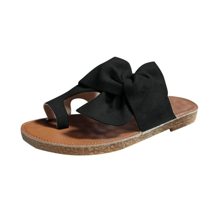 

Fesfesfes Comfortable Flip Flops For Women Fashion Women Open Toe Slide Bow-Knot Comfy Sandals Slippers Low Heeled Shoes 7.5(39)