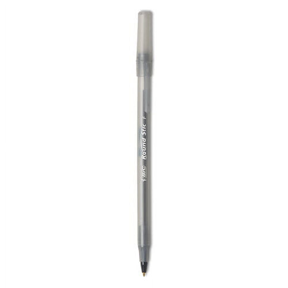 Round Stic Xtra Precision Ballpoint Pen, Stick, Fine 0.8 Mm, Black Ink, Smoke Barrel, Dozen | Bundle of 10 Dozen