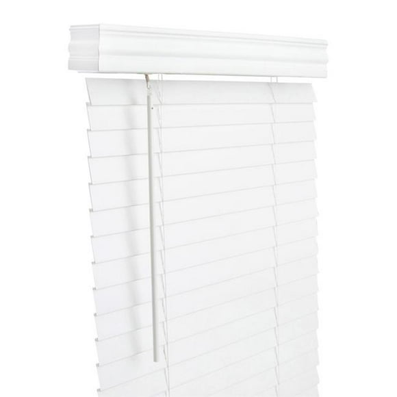 Living Accents 5005744 Faux Wood 2 in. Mini-Blinds, 23 x 60 in. White Cordless