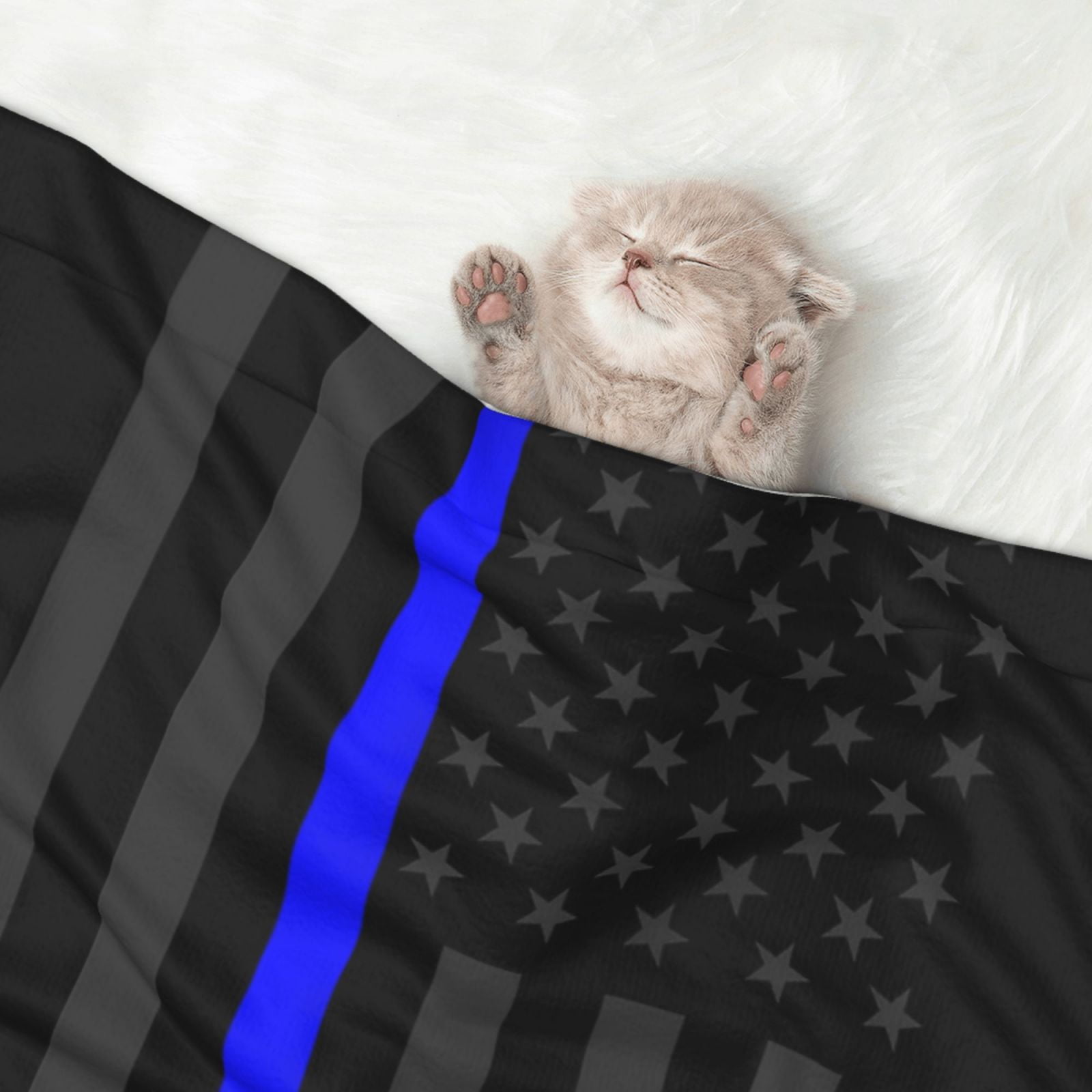 Flannel Throw Dog Blanket Group Of Thin Blue Line Flag Soft Warm Print Pet Blankets for Small Dog Cat Puppy