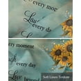 thumbnail image 6 of Turquoise Sunflower Linen Curtain Valance for Bedroom/Bathroom/Kitchen/Living/Dining Room Window,Vintage Yellow Floral Motivational Quote Pocket Topper Drapes Decorative Cafe Drapery Panel 42"x12", 6 of 6