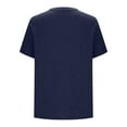thumbnail image 5 of HomeDM Short Sleeve Shirts for Women, V Neck Summer Loose Fit Solid Color Basic Tee with Pocket - Navy/S, 5 of 7