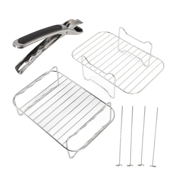Fryer Rack Stainless Steel Skewer Rack Fryer Steaming Rack with Anti Scalding Clip Skewer for NINJA FOOD 8QT