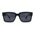 thumbnail image 2 of Mens Matte Square Bevel Thick Horn Rim Gentleman Sunglasses Black Brown Woodgrain, 2 of 4