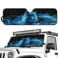 thumbnail image 2 of Uorisanigo Windshield Sun Shade for Jeep Wrangler, Blue Wolf Print Sun Visor Windshield Shade Blocks UV Rays, Sunshade Heat Shield Compatible with 1997-2017 Jeep Wrangler TJ JK JKU 2/4 Doors, 2 of 7