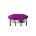 thumbnail image 2 of The Furniture King Bar Stool Retro Style 29" Tall Chrome Finish Soda Fountain Stool Featuring a Purple Glitter Vinyl Swivel Seat Cushion, 2 of 2