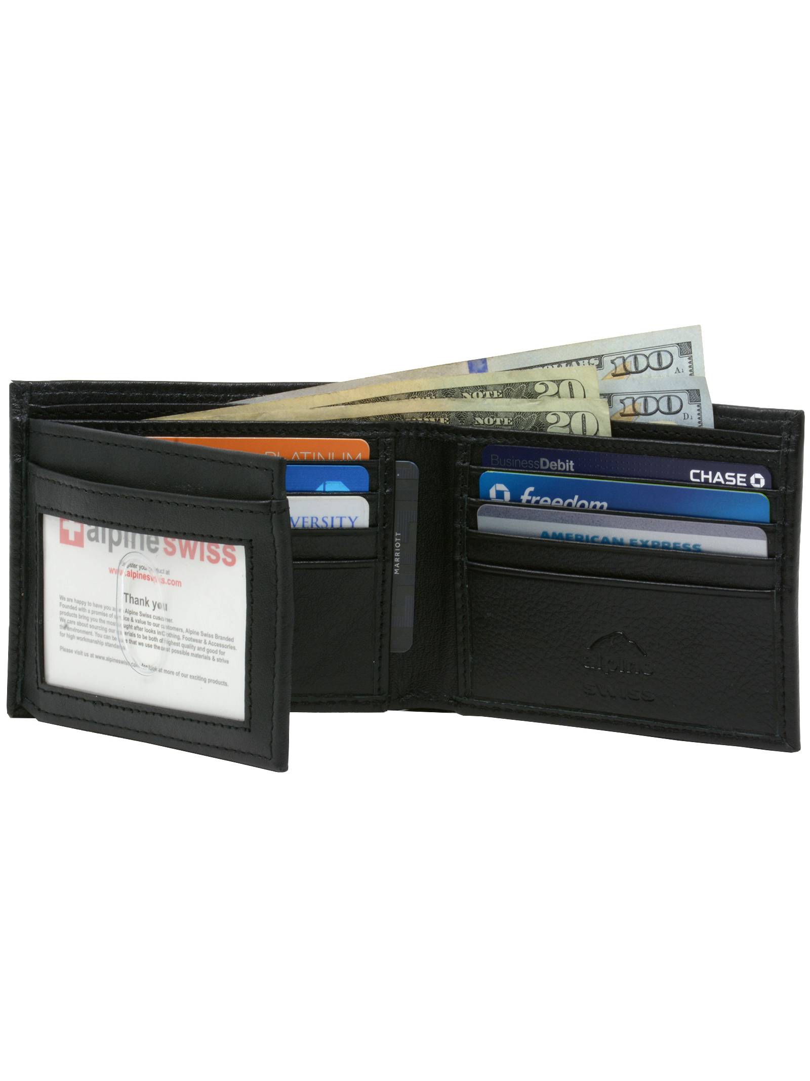 Alpine Swiss Mens Wallet Real Leather Flipout Hybrid Bifold Trifold ID Card Case - image 3 of 7