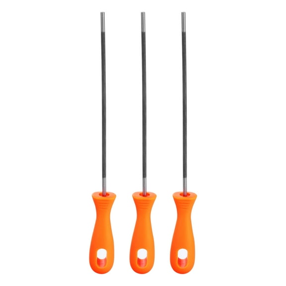 Uxcell 3pcs Chainsaw File 11/64"(4.5mm) Chrome Steel Double Cut Round Rasp with Plastic Handle for Chain Saw Polishing