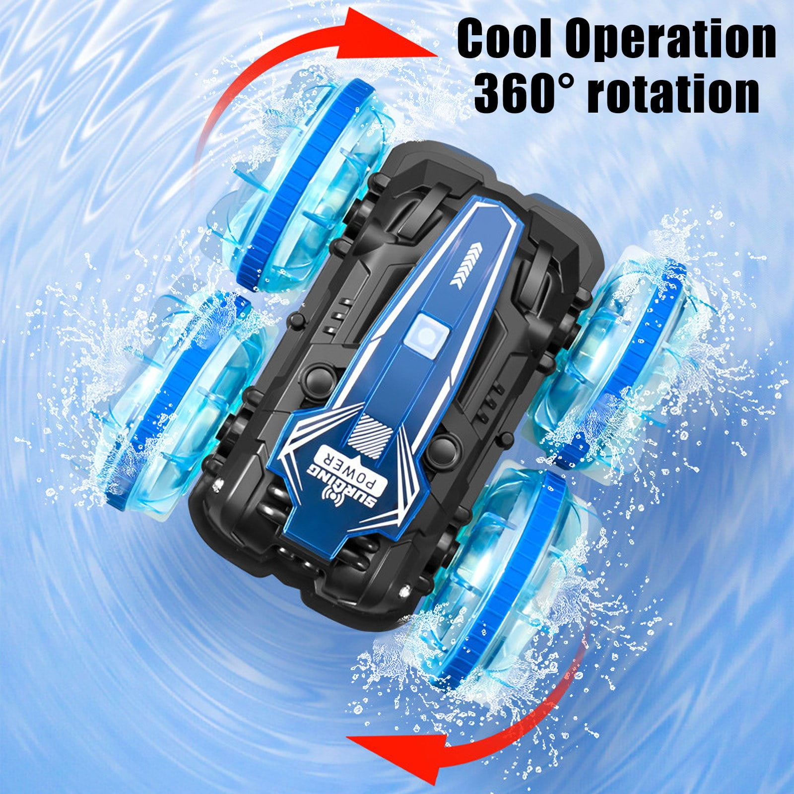 Amphibious Remote Control Car 4WD Double Sided 360° Rotating Off Road Stunt Vehicle | Water Land All Terrain | Shockproof PVC & ABS | Rechargeable | 6.1x6.1x3.1in | Gift Box