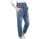 thumbnail image 1 of Odeerbi 3-14 Años Niñas Vaqueros Delgados Pantalones de Vaquero Lindos Primavera Verano Cintura Elástica Pantalones Cómodos de Longitud Completa Con Bolsillo, 1 of 4