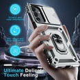 thumbnail image 2 of KOMI Compatible with Samsung Galaxy A16 5G Case Built in Slide Camera Lens Cover+Screen Protector+Finger Ring Holder Kickstand,Heavy Duty Shockproof Full Body Phone Cover,2025 Silver, 2 of 5