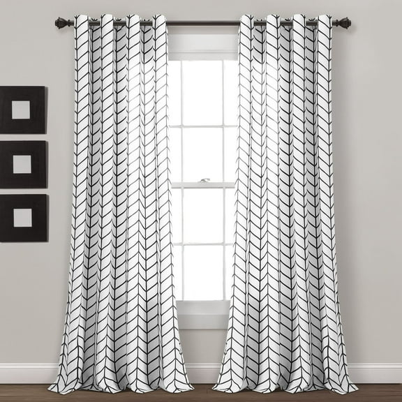 Lush Decor Calia Chevron Geo Window Curtain Panels - Black - 52 X 84