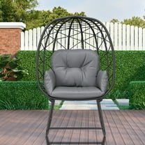 Uforic Gray Egg Chair with Stand & Cushioned Seat for Indoor & Outdoor Use