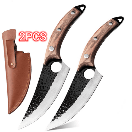 

2Pcs Huusk Japan Knife - DFITO Multipurpose Kitchen Knife with Leather Sheath for Home and Kitchen Brown