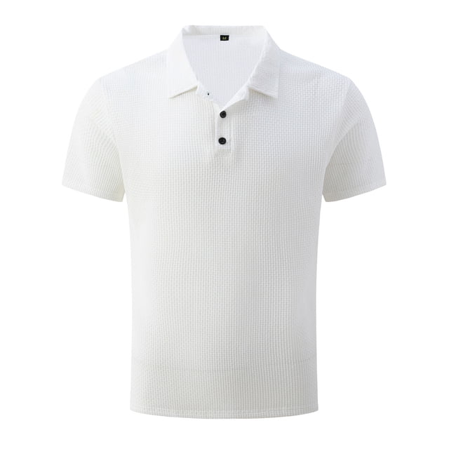 Men's Button Up Turn Down Lapel Short Sleeve Shirt - Solid Color Sports Shirt S-XXXL